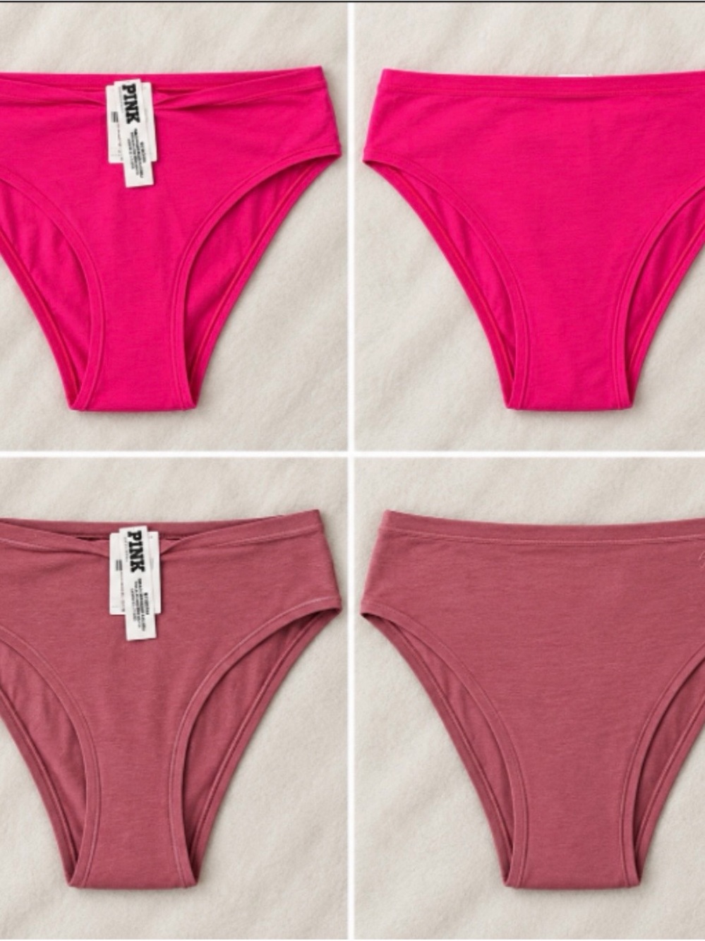 PINK Victoria's Secret Hot Pink & Mauve Cotton Bikini Panties - 2 Pack